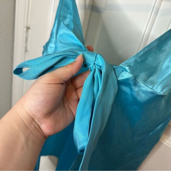 Y2K Victoria’s Secret Blue Tie Front Teddy Lingerie Cami Slip Top Sz M Feminine - Picture 4 of 6